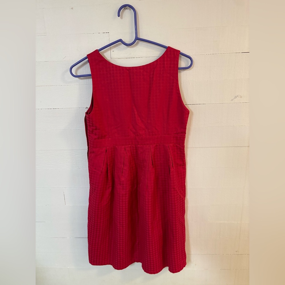 H&M Red Sleeveless V Neck Fit and Flare Textured Dress EU 38 US Medium EUC - Picture 3 of 6